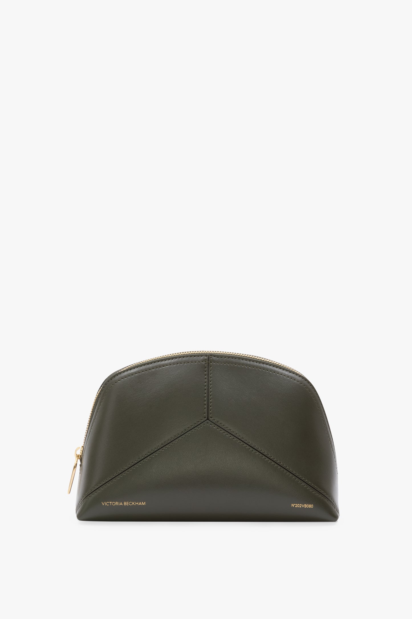 Victoria Large Travel Pouch In Dark Olive Leather