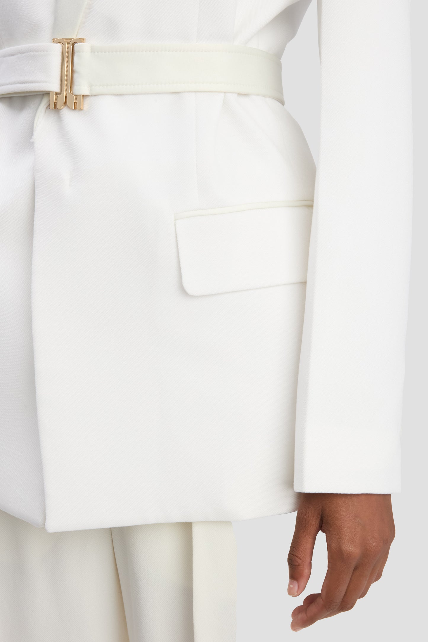 Belted Tailored Jacket In Ivory