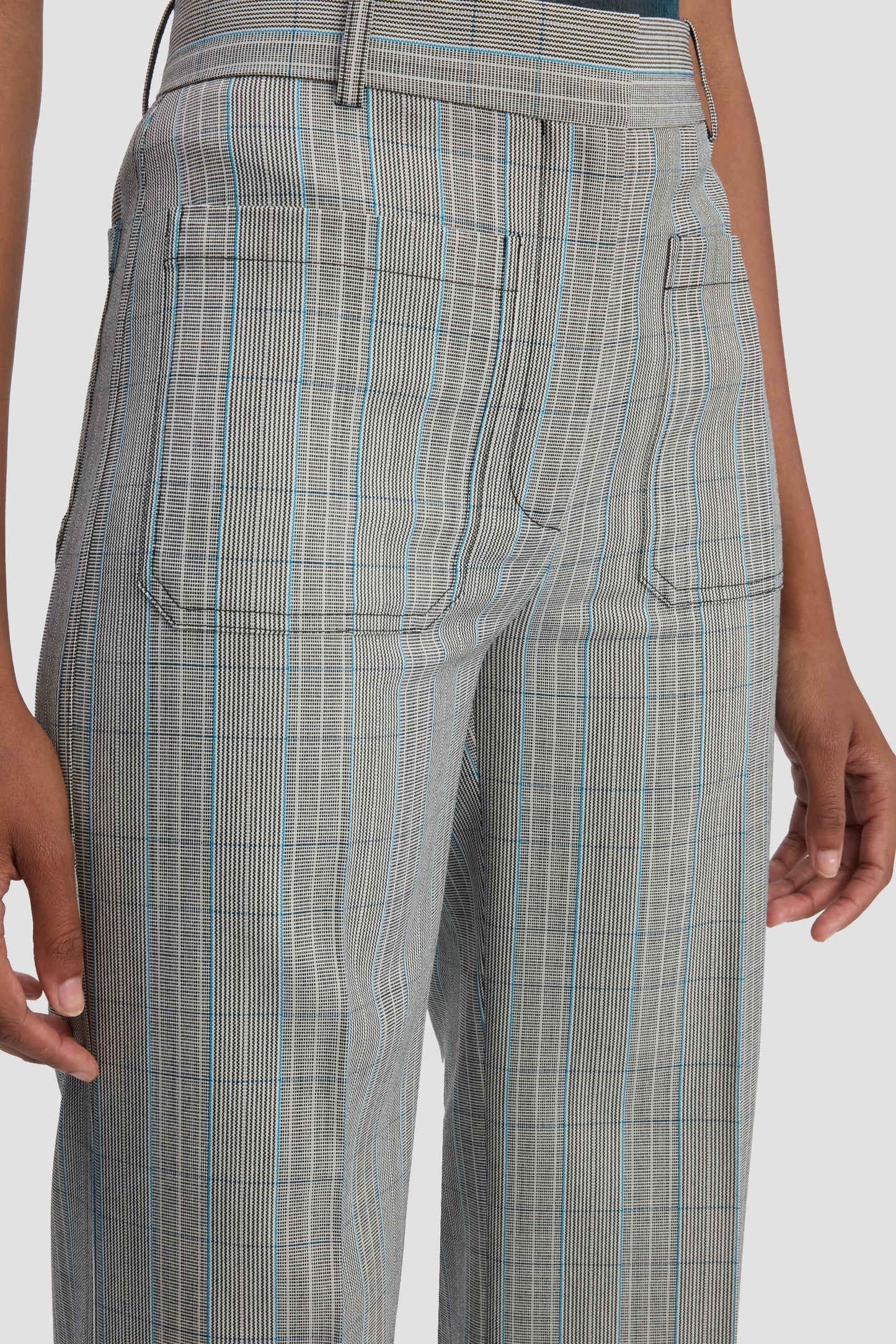 Alina Trouser In Blue-Grey Check