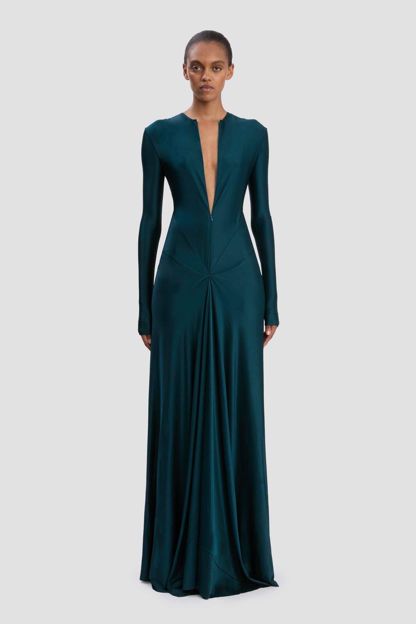 Cut-Out Gown In Dark Teal