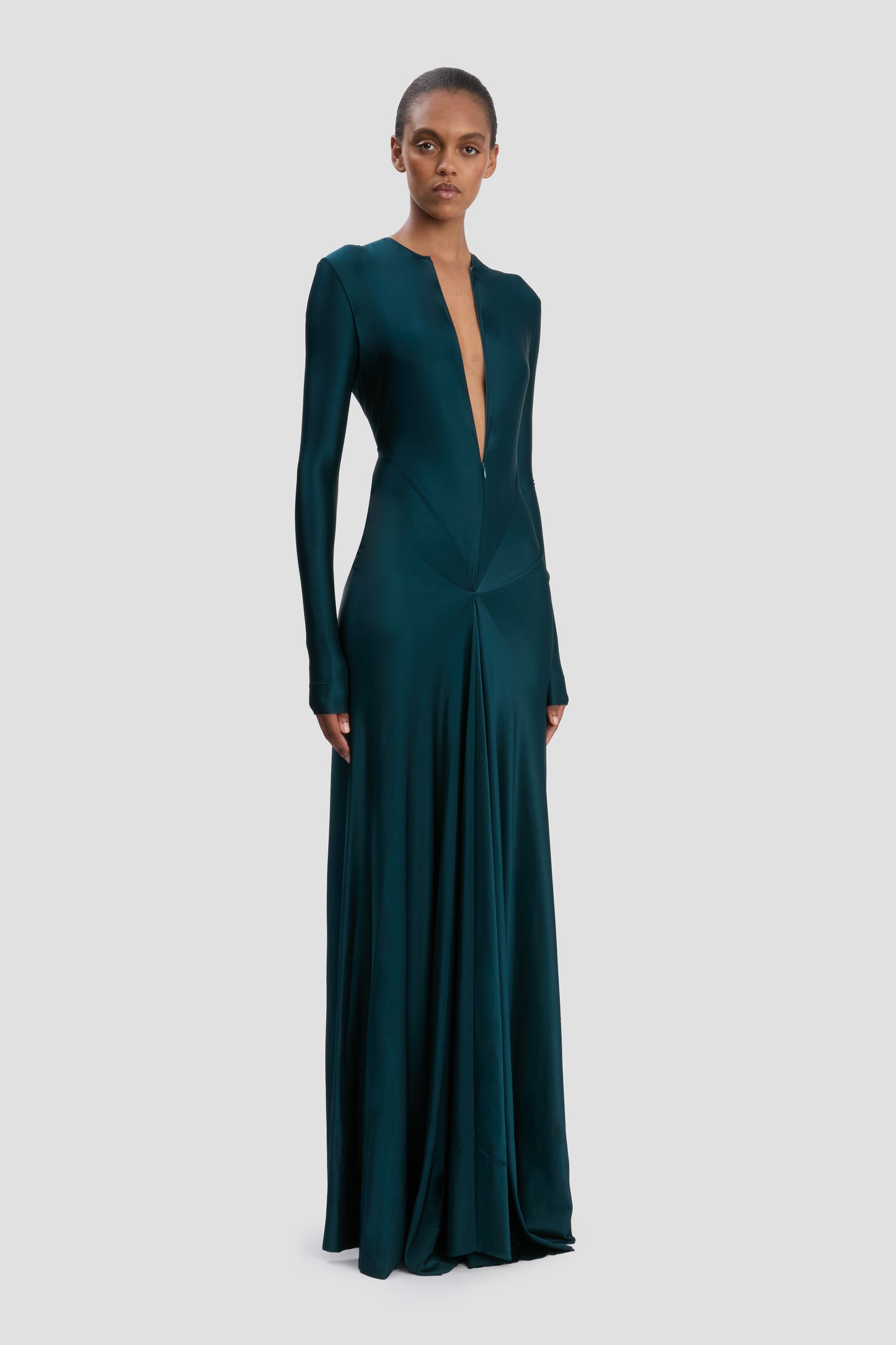 Cut-Out Gown In Dark Teal