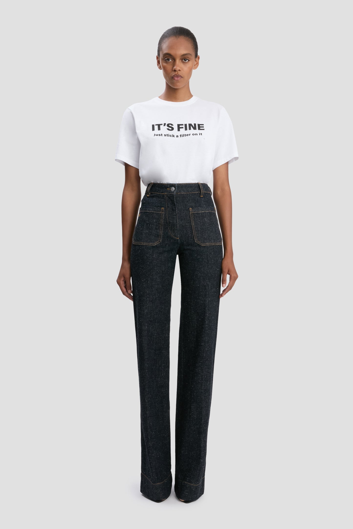 Slogan T-Shirt In White Just Stick A Filter On It