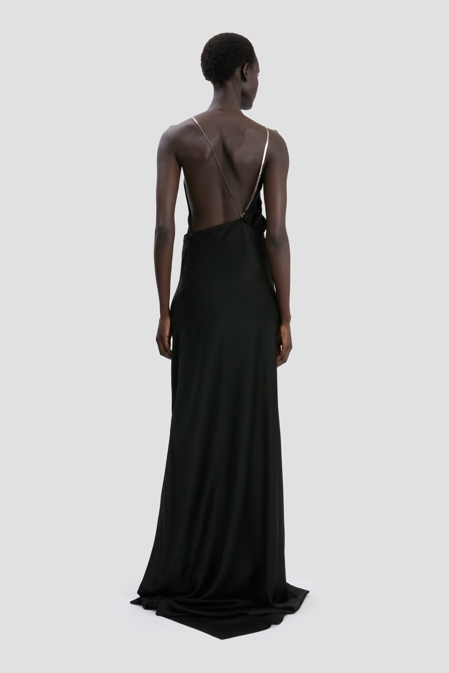 Chain Detail Halter Gown In Black