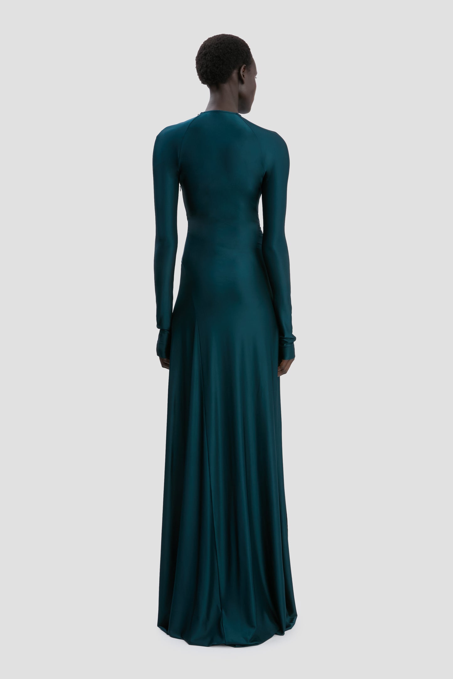 Twist Waist Gown In Dark Teal