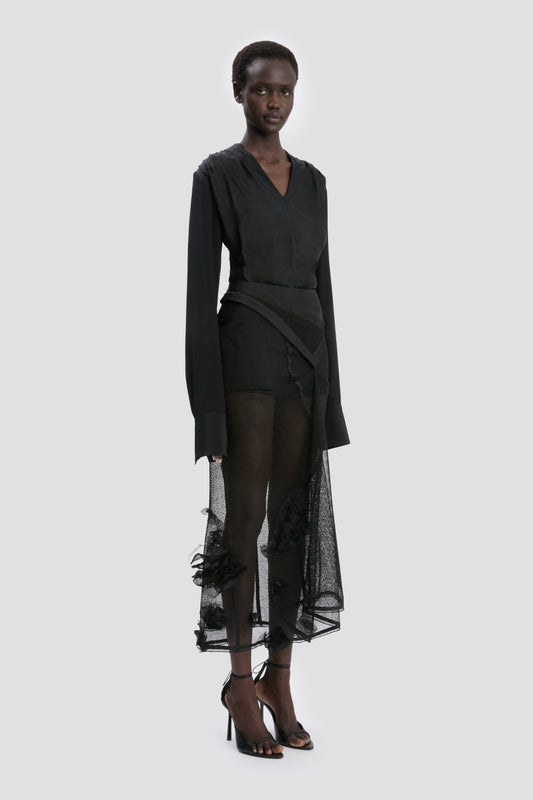 Basque Midi Skirt In Black