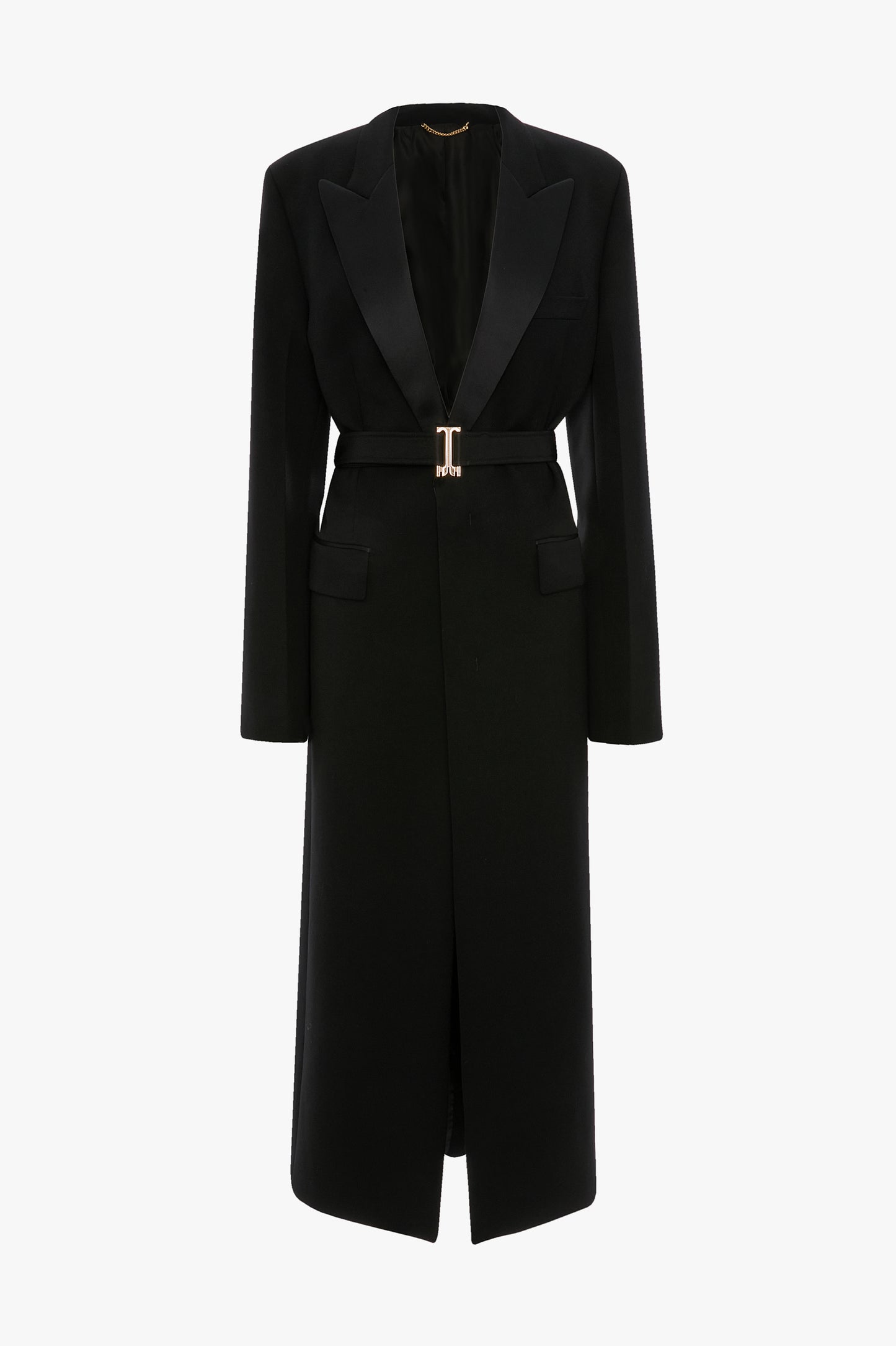 Belted Tailored Coat In Black