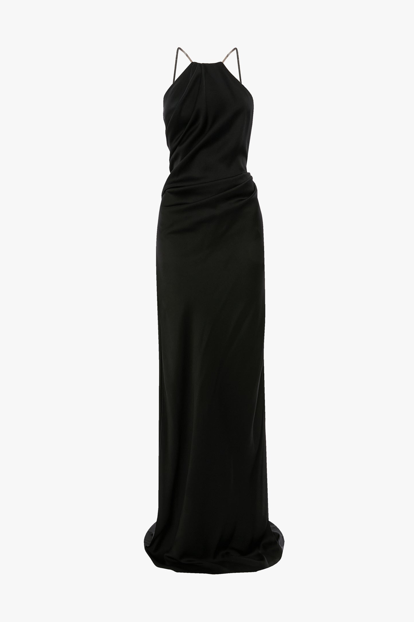 Chain Detail Halter Gown In Black