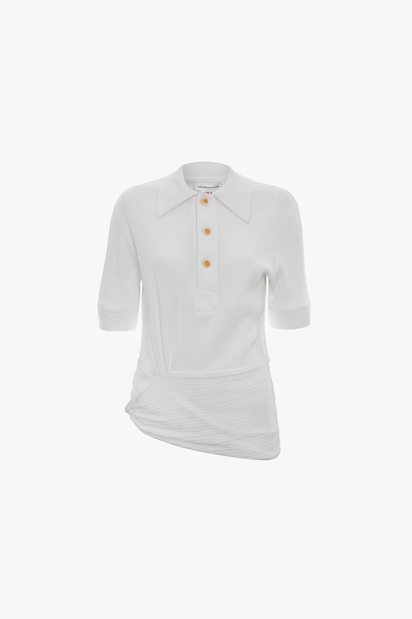 Twist Detail Polo Top In White