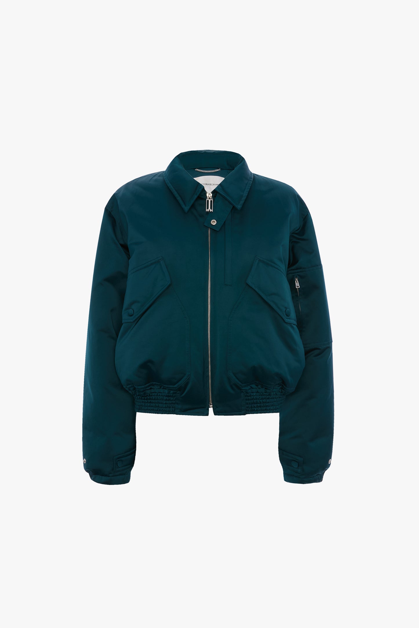 Padded Bomber Jacket In Dark Teal