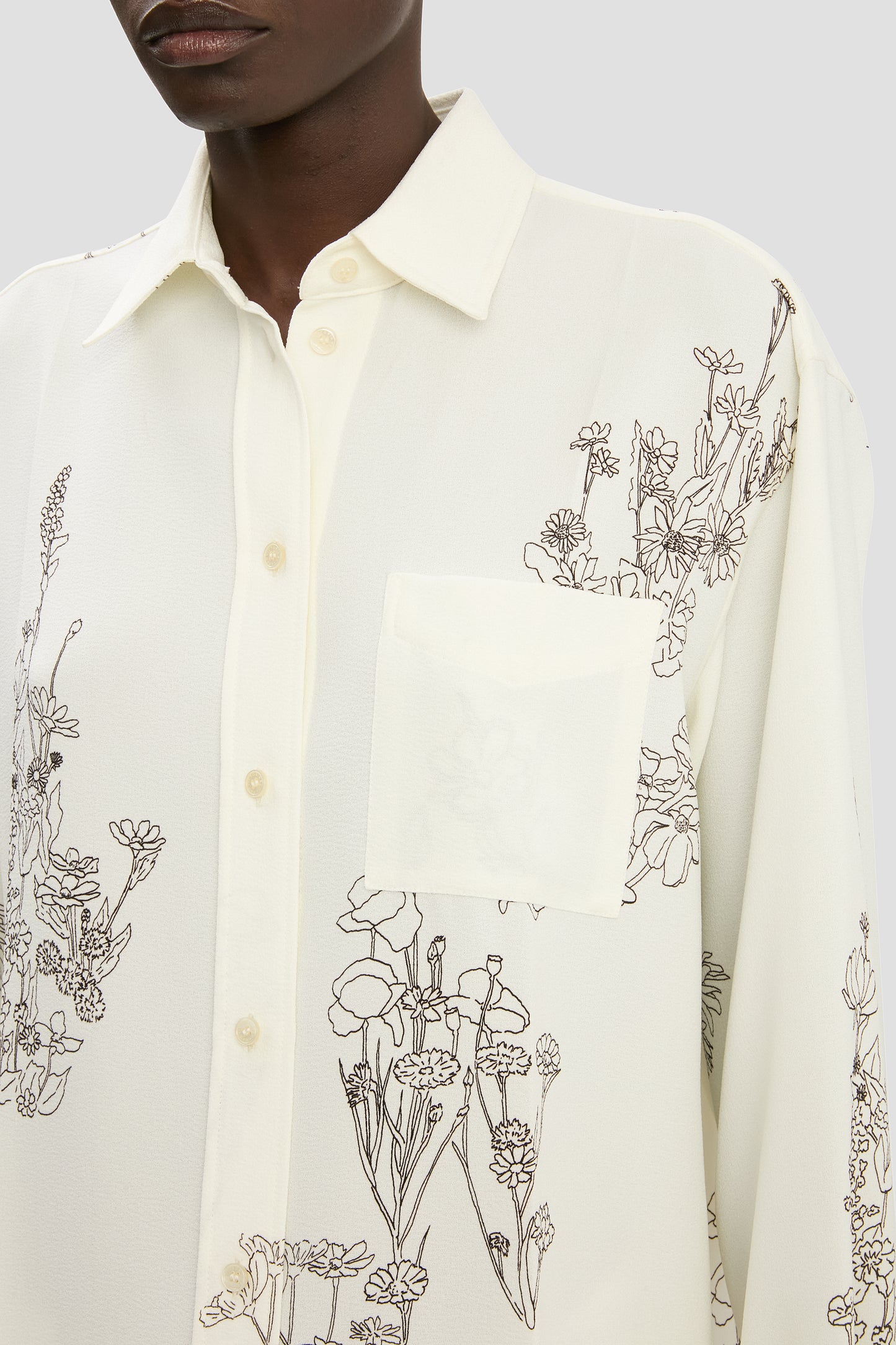Pyjama Shirt In Off-White Floral Print