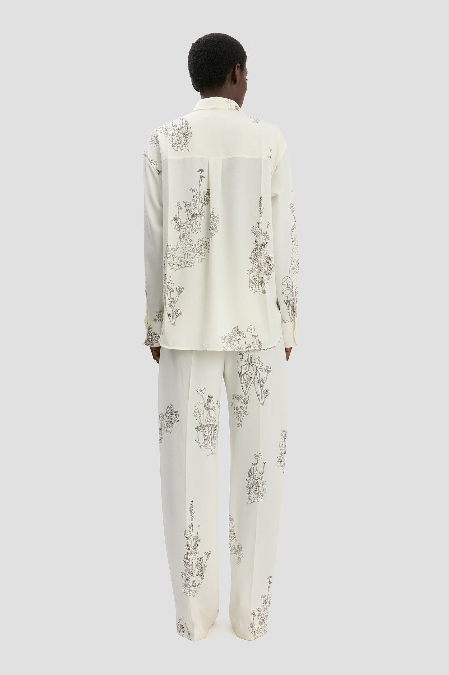 Pyjama Shirt In Off-White Floral Print
