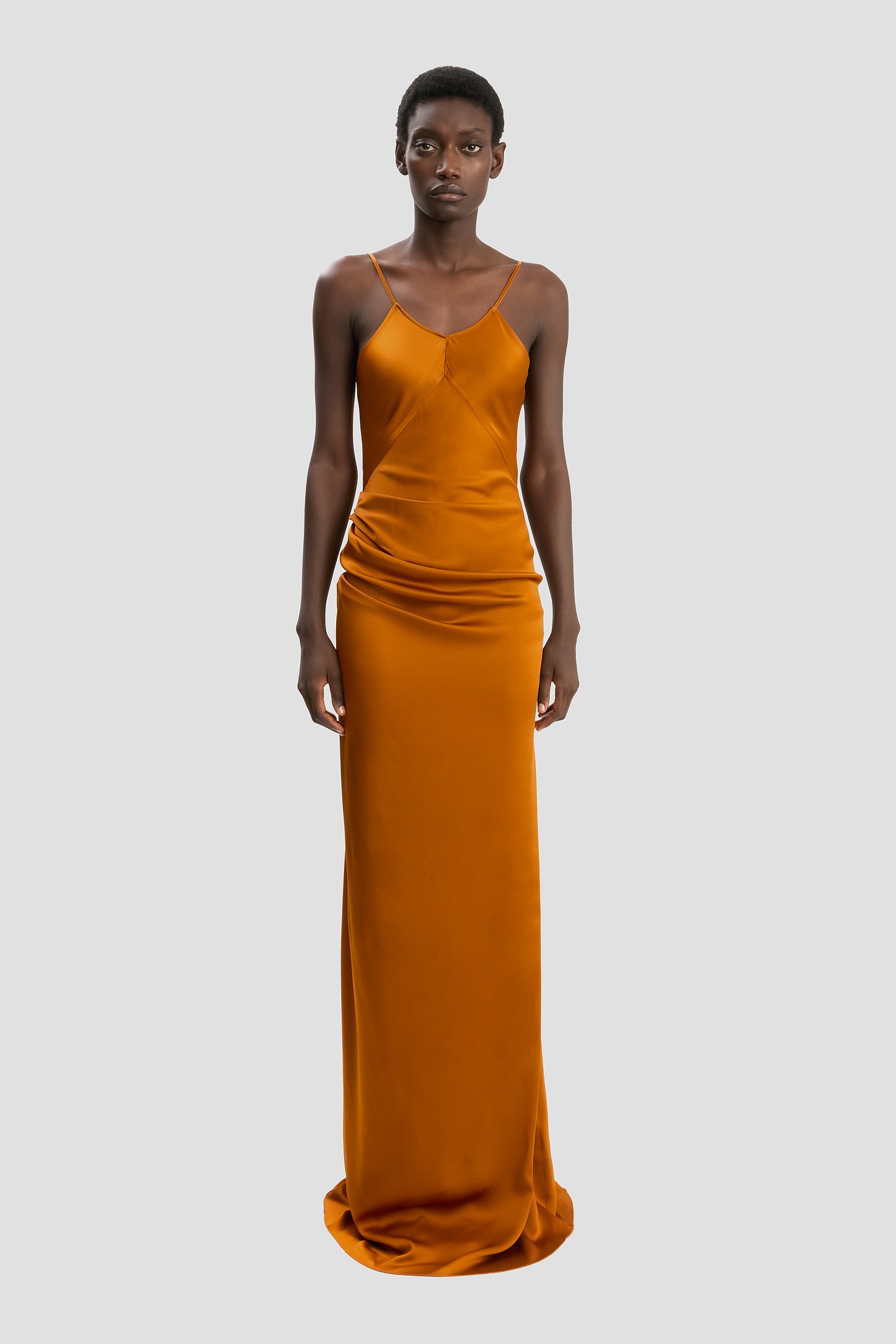 Draped Cami Floor-Length Dress In Bronze