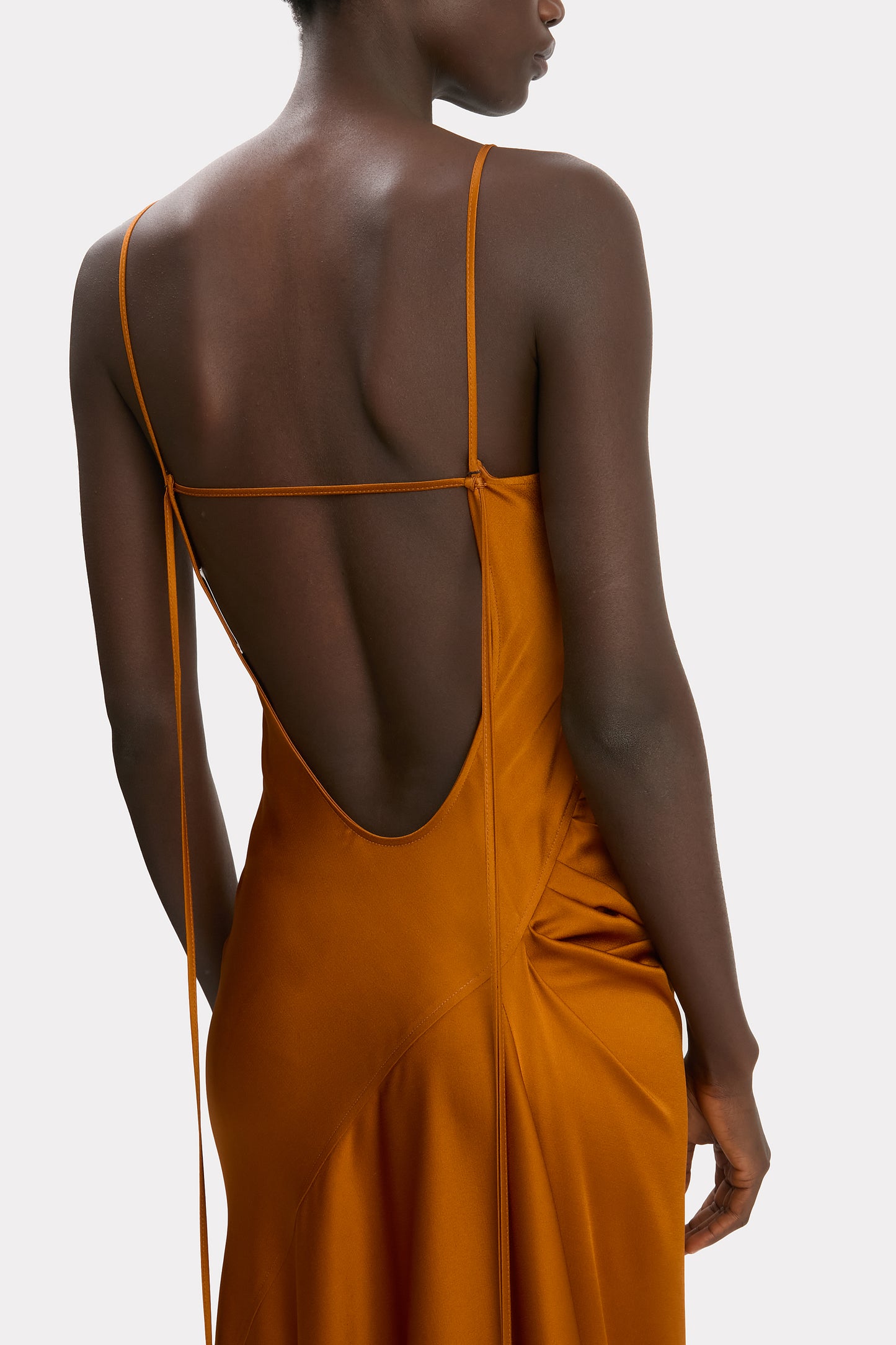 Draped Cami Floor-Length Dress In Bronze