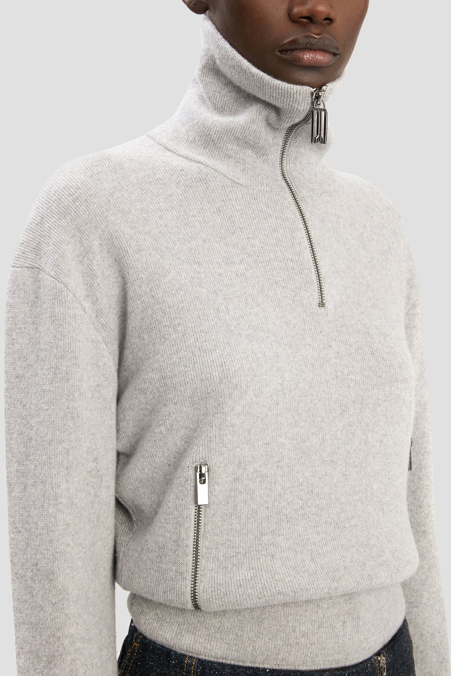 Half-Zip Milano Jumper In Grey Marl