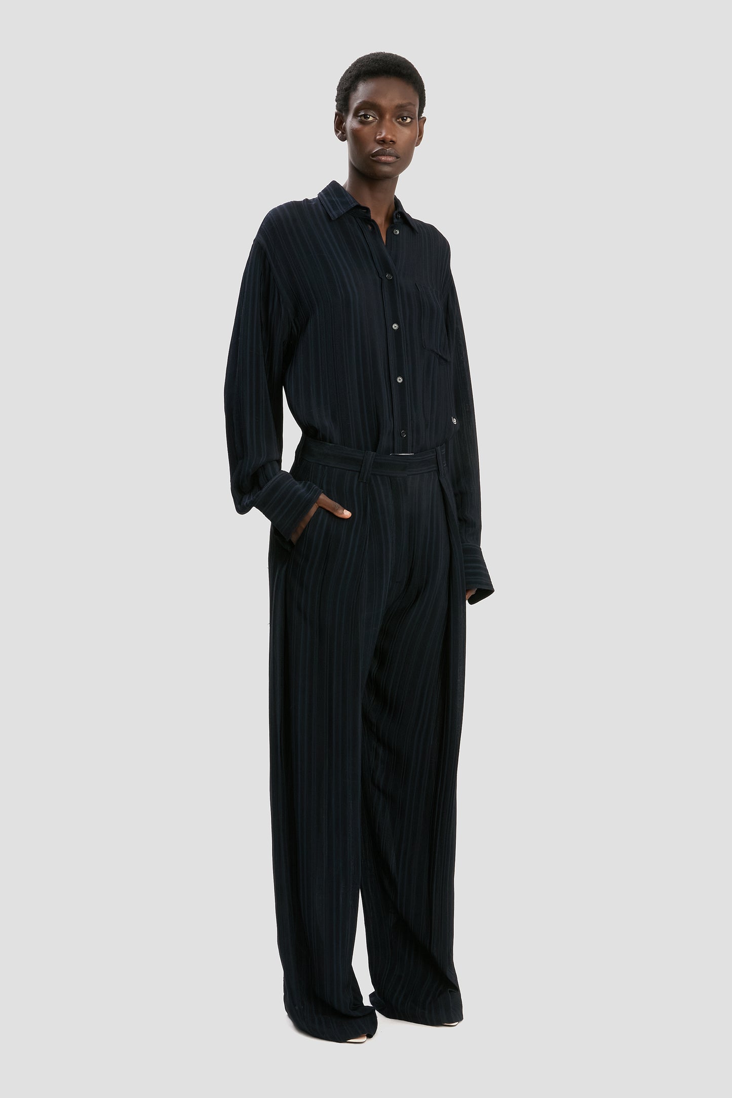 Wide Leg Trouser In Navy