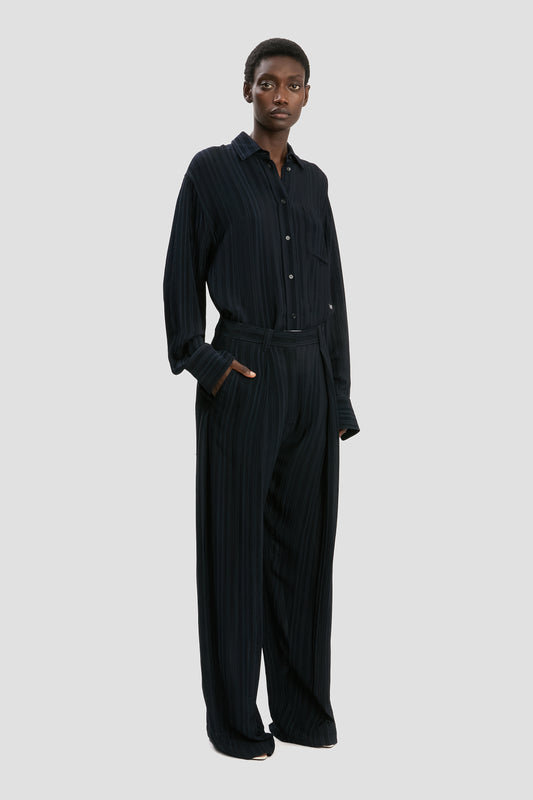 Wide Leg Trouser In Navy