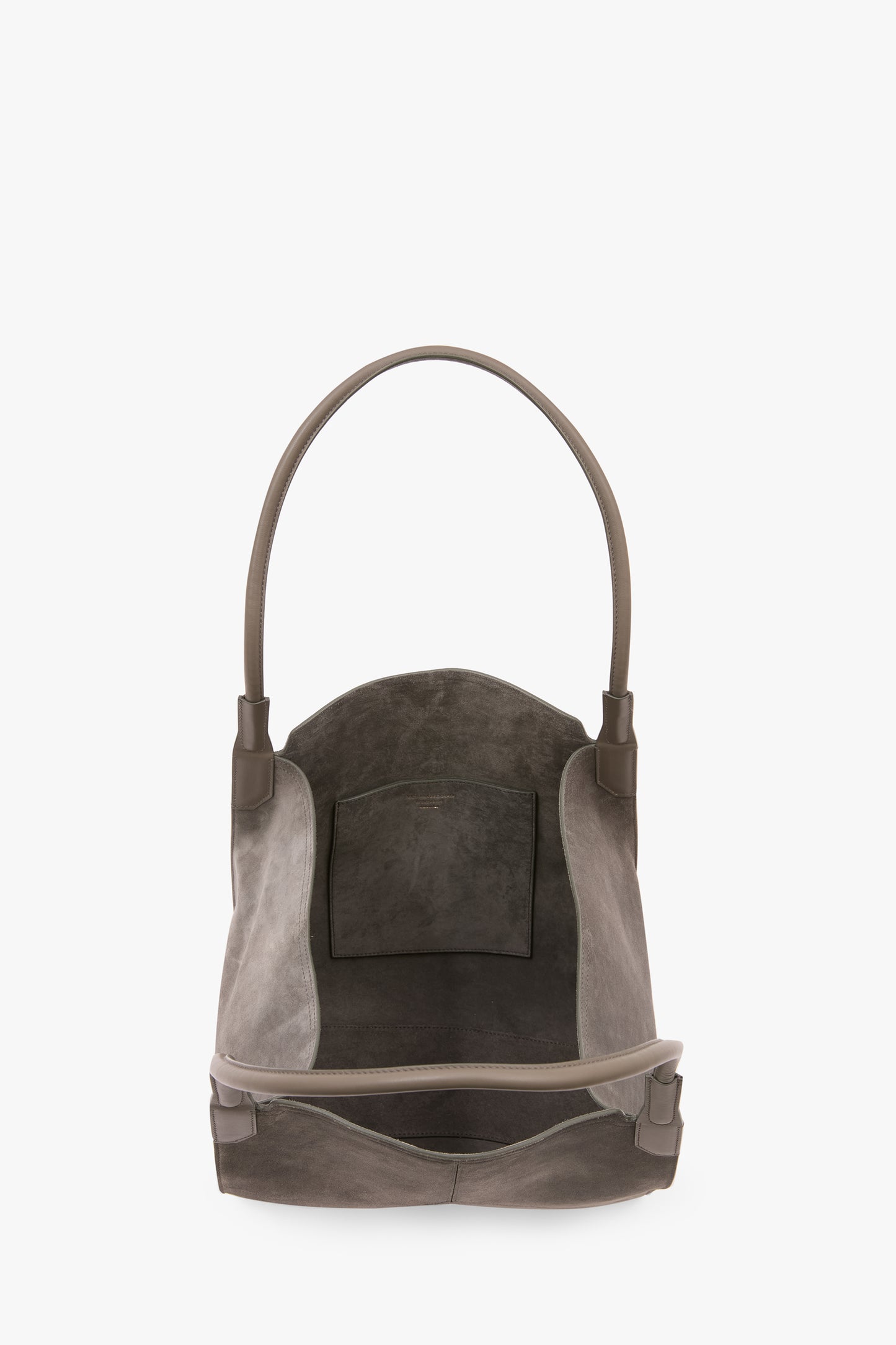 Victoria Tote In Pebble Grey Suede