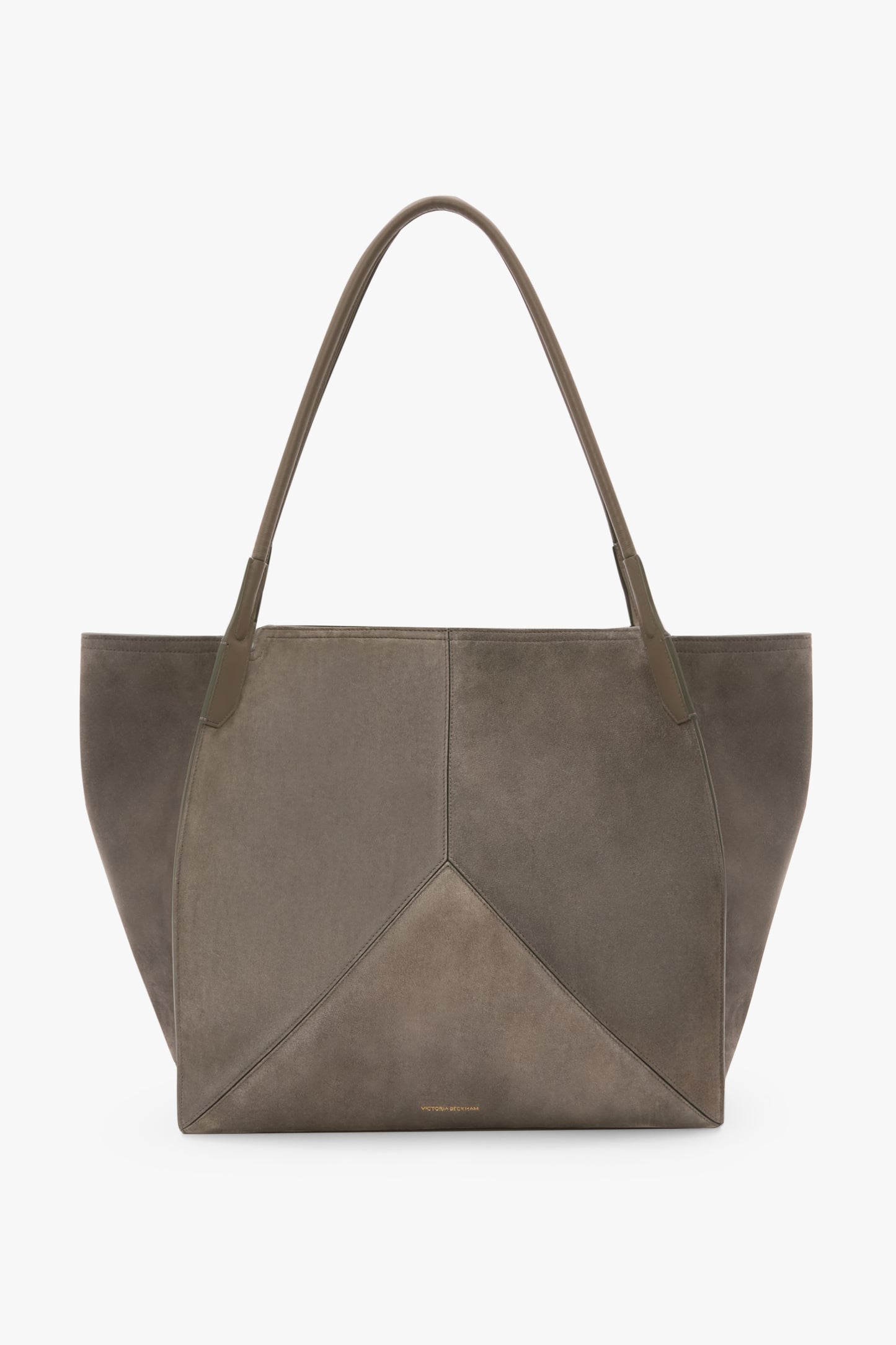 Victoria Tote Bag Large In Pebble Grey Suede