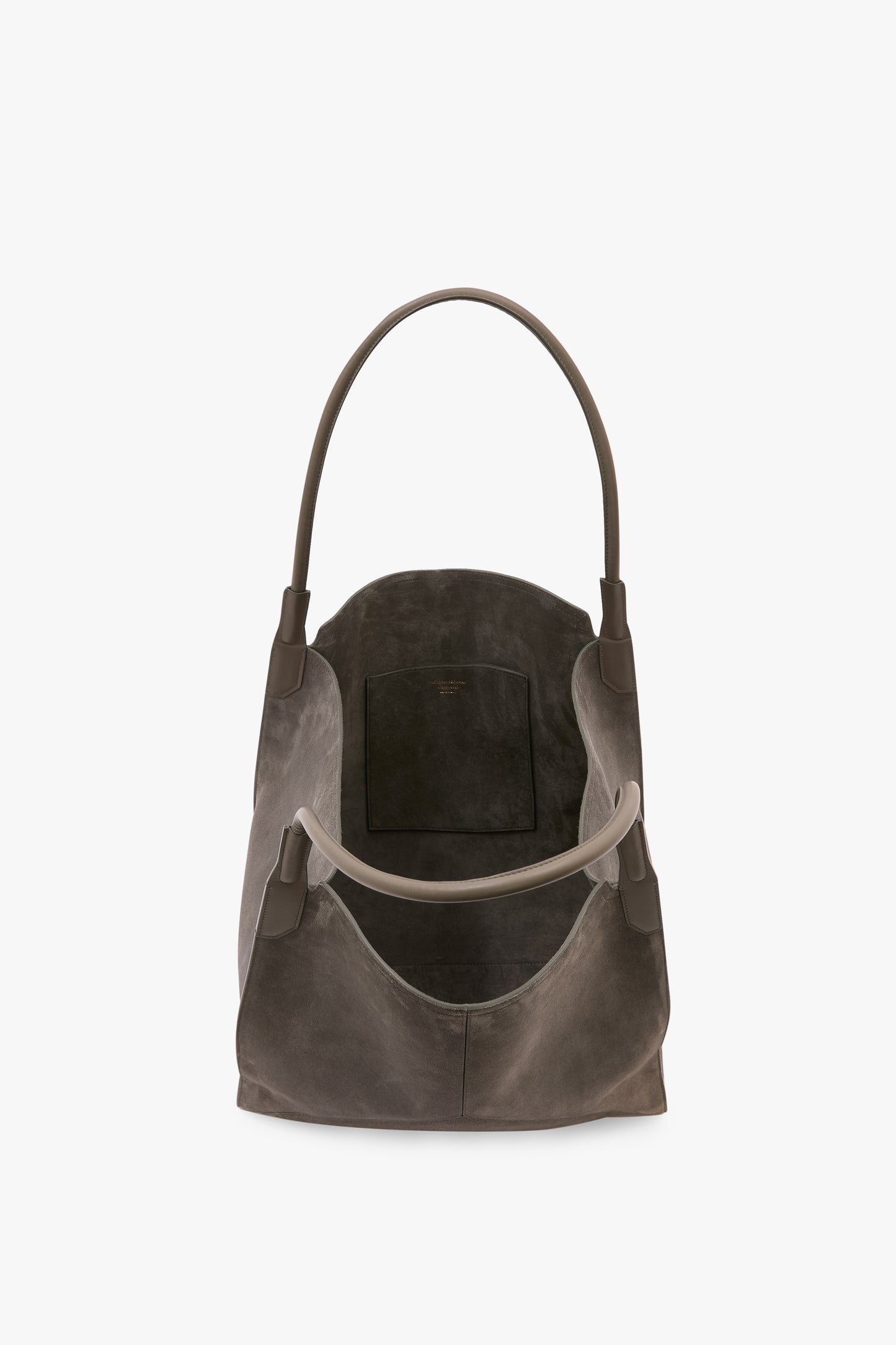 Victoria Tote Bag Large In Pebble Grey Suede