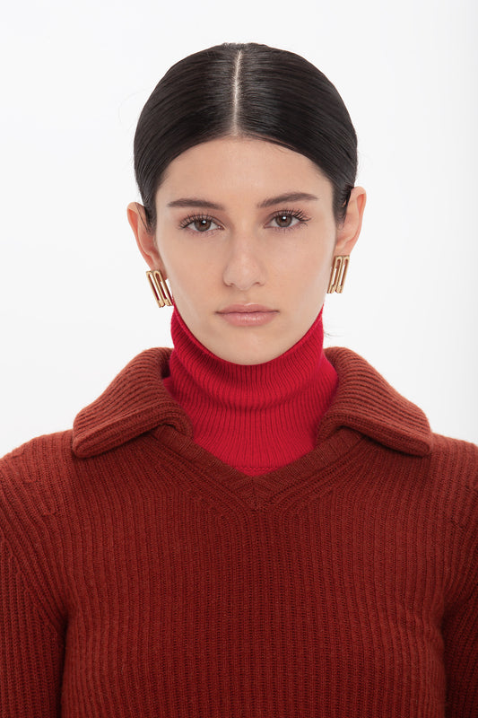 Double Collared Jumper In Russet