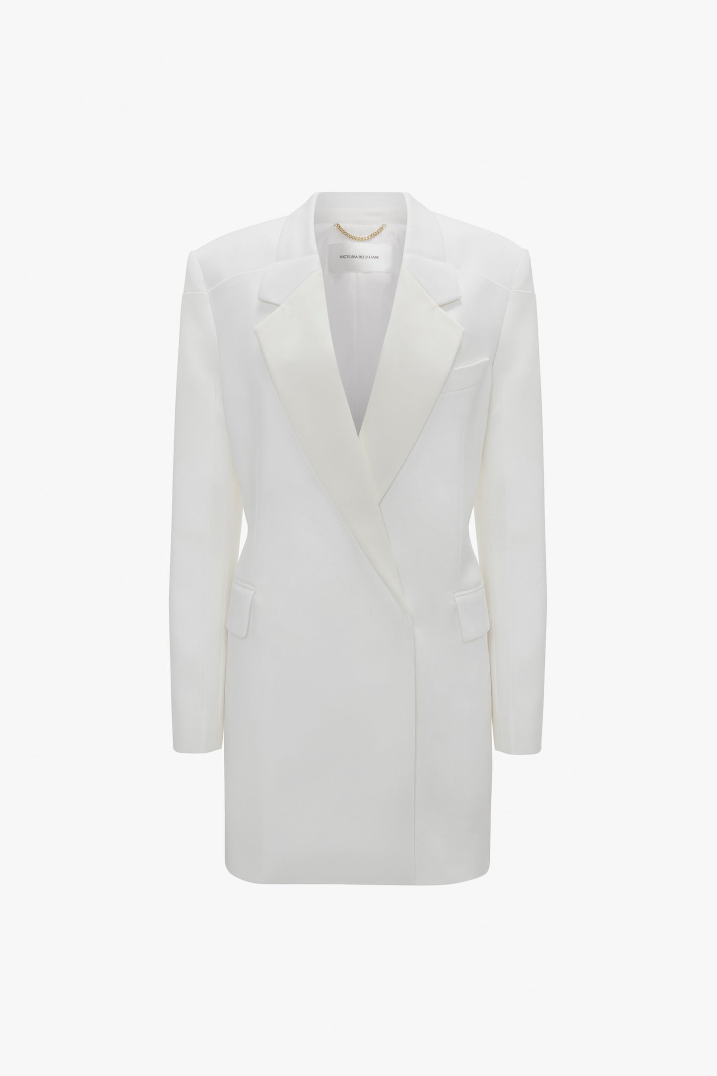 Folded Shoulder Dress In Ivory