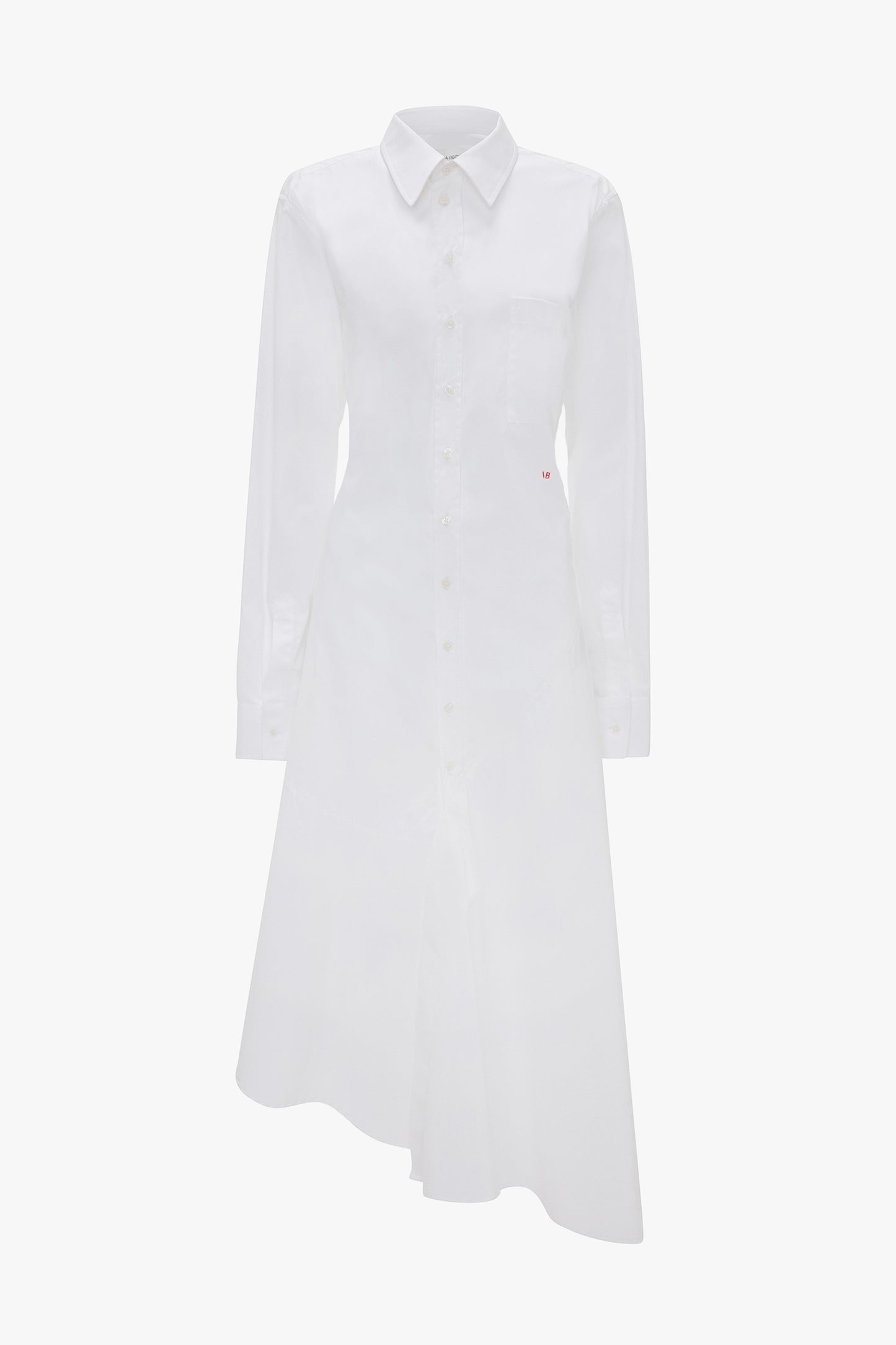 Panelled Shirt Dress In White