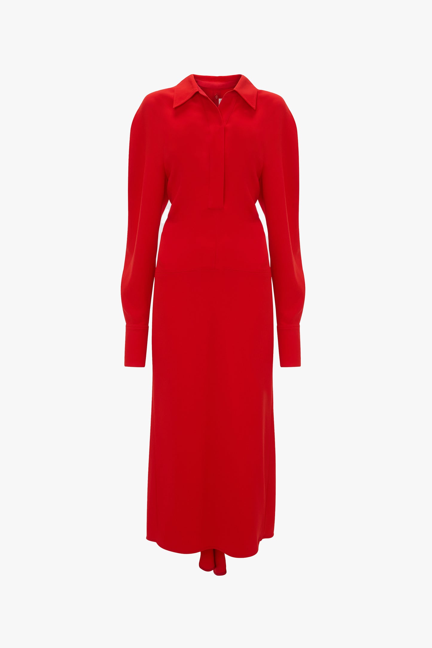 Polo Collar Midi Dress In Tomato Red