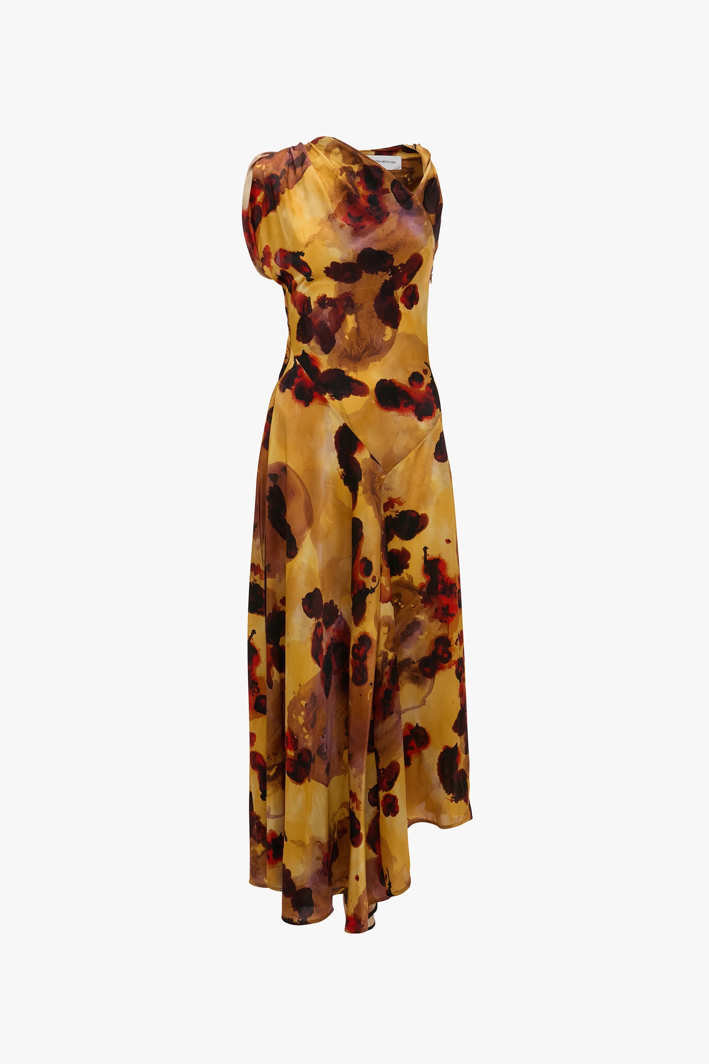 Draped Midi Dress In Amber Floral Print