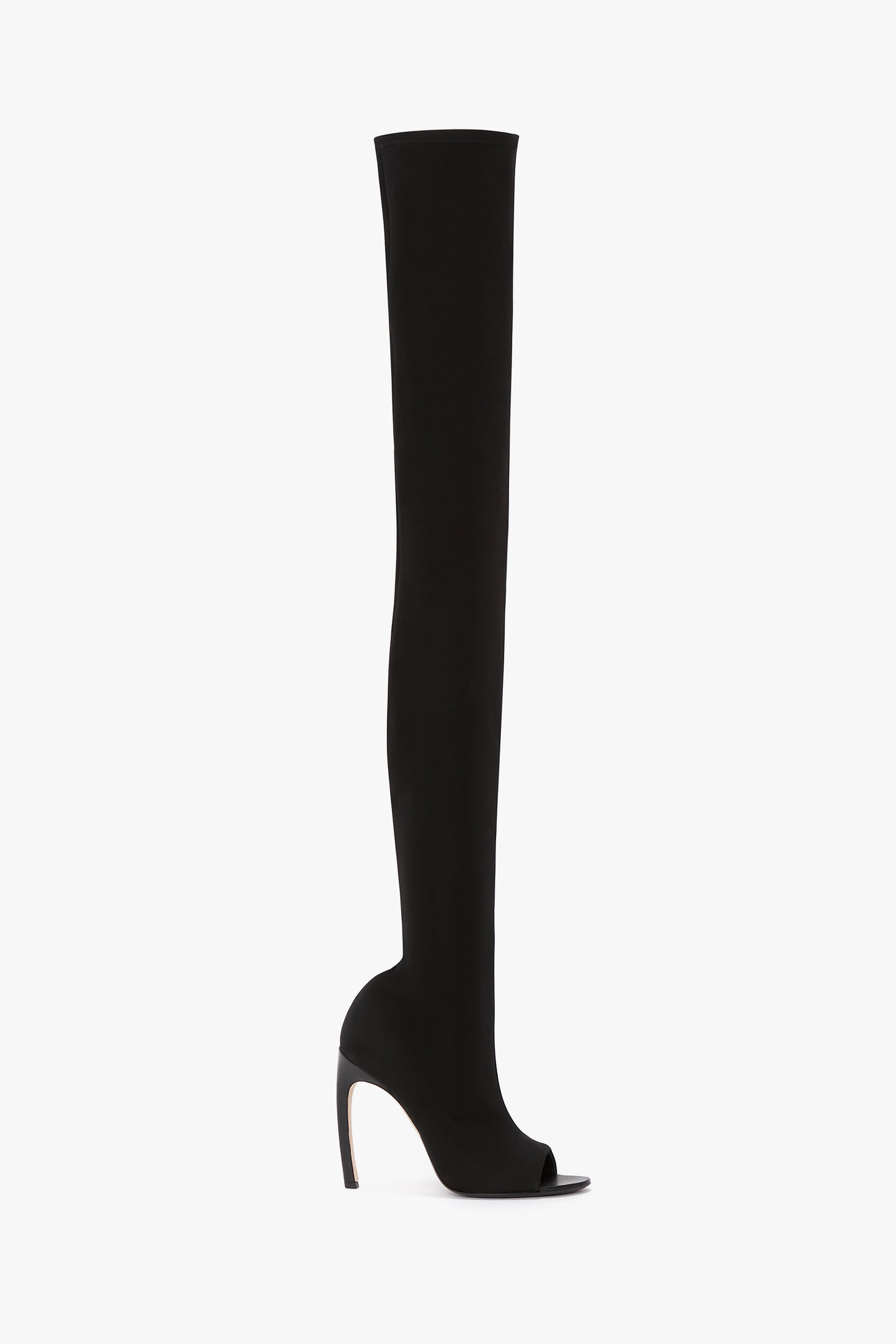 Harlow Peep Toe Stretch Jersey Boot In Black