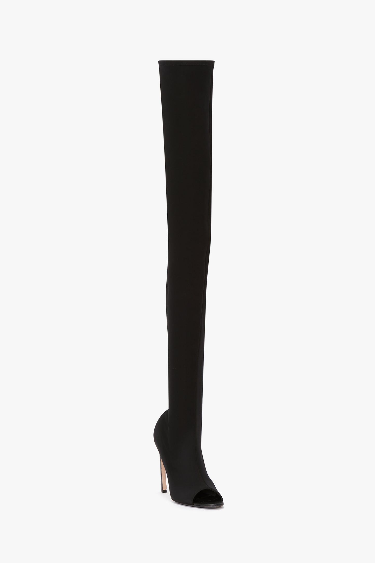 Harlow Peep Toe Stretch Jersey Boot In Black
