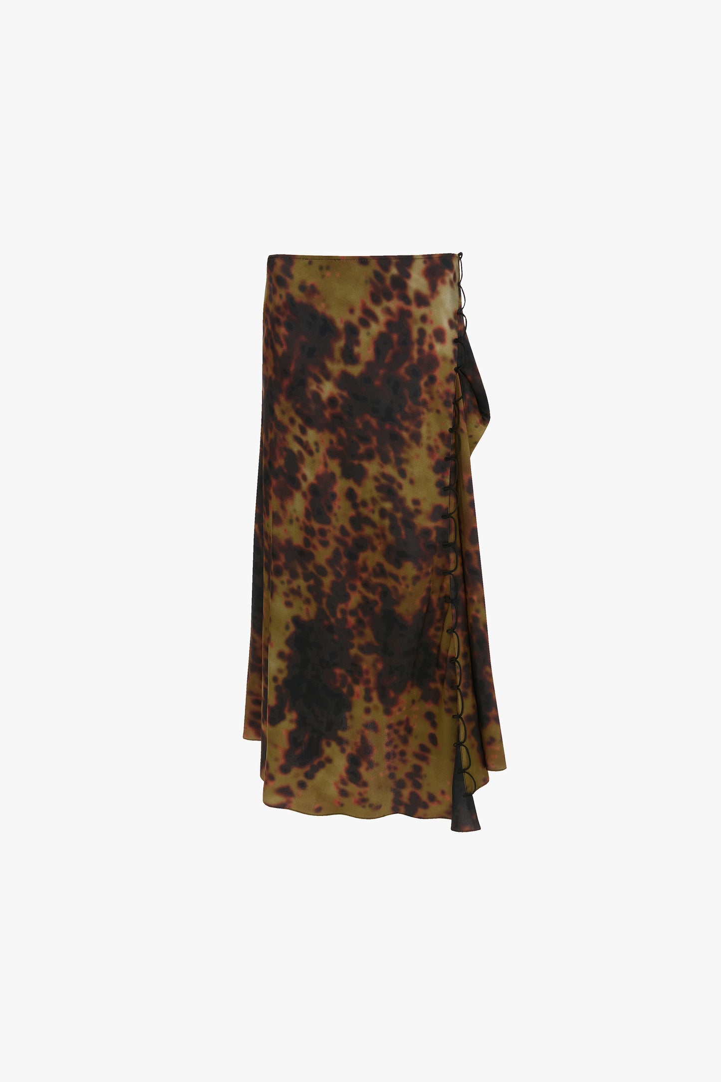 Midi Skirt In Olive Brown Print