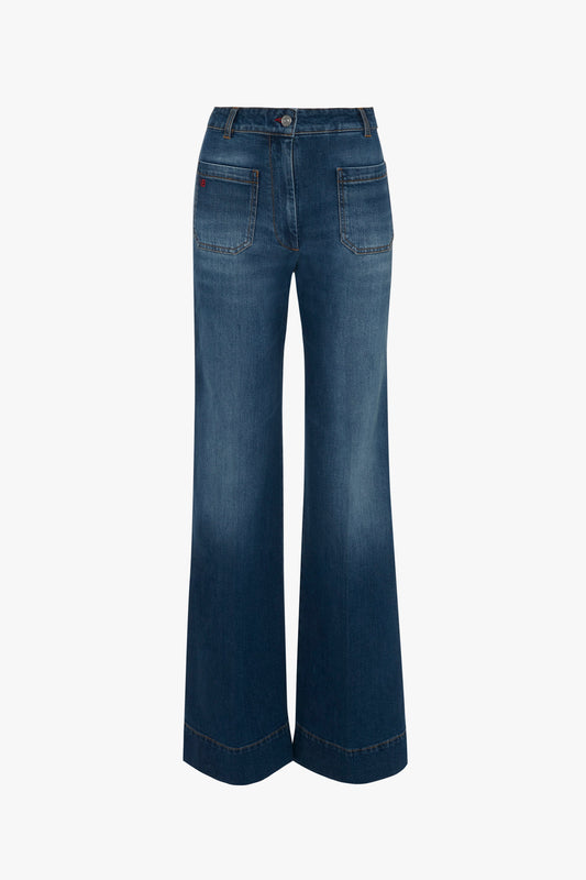 Alina jeans in dark vintage wash with visible stitching and a button closure, displayed on a plain white background.
