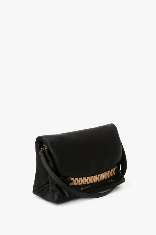 Puffy Chain Pouch With Strap In Black Leather by Victoria Beckham
