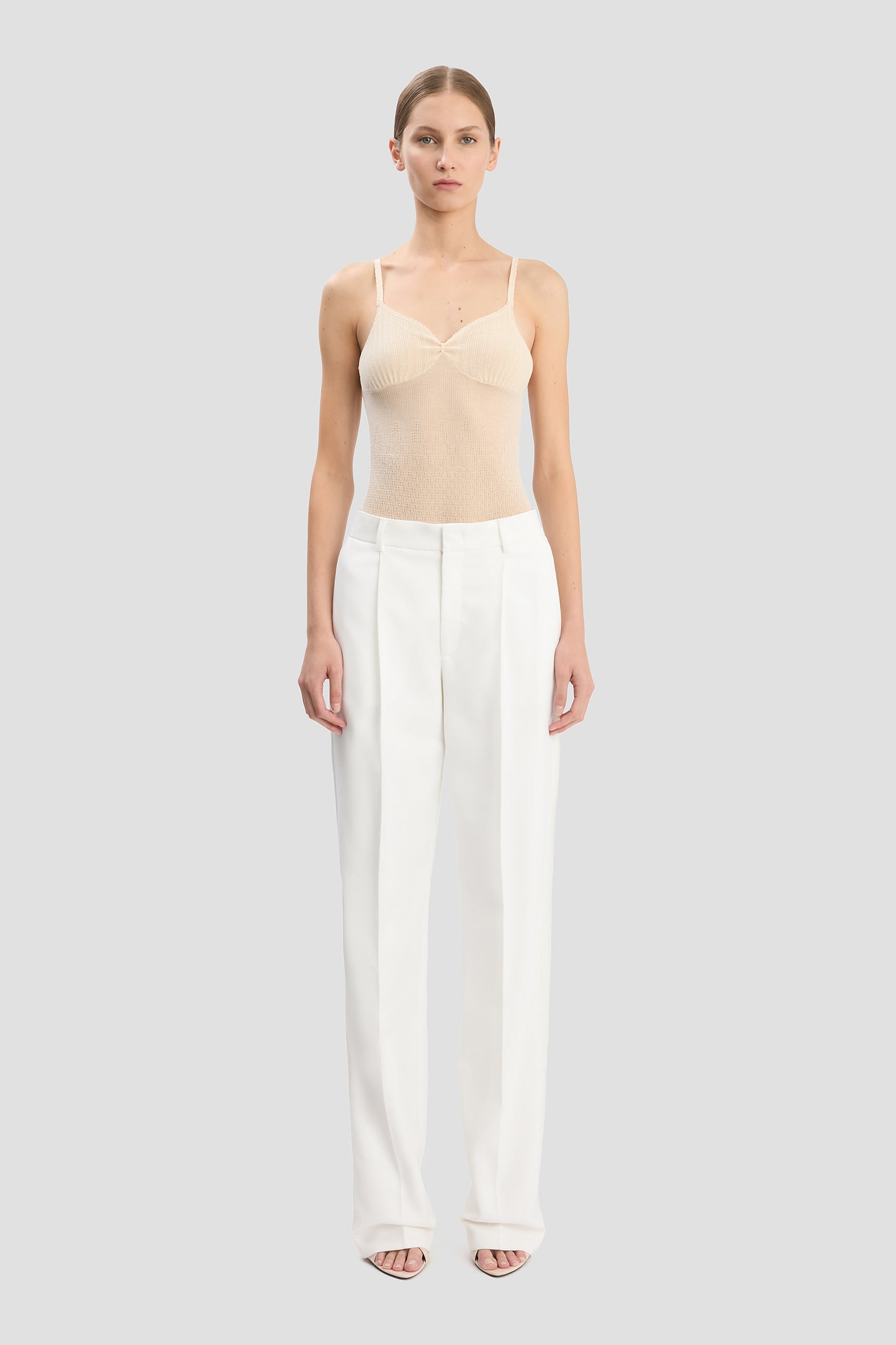 Straight Leg Tailored Trouser In Ivory