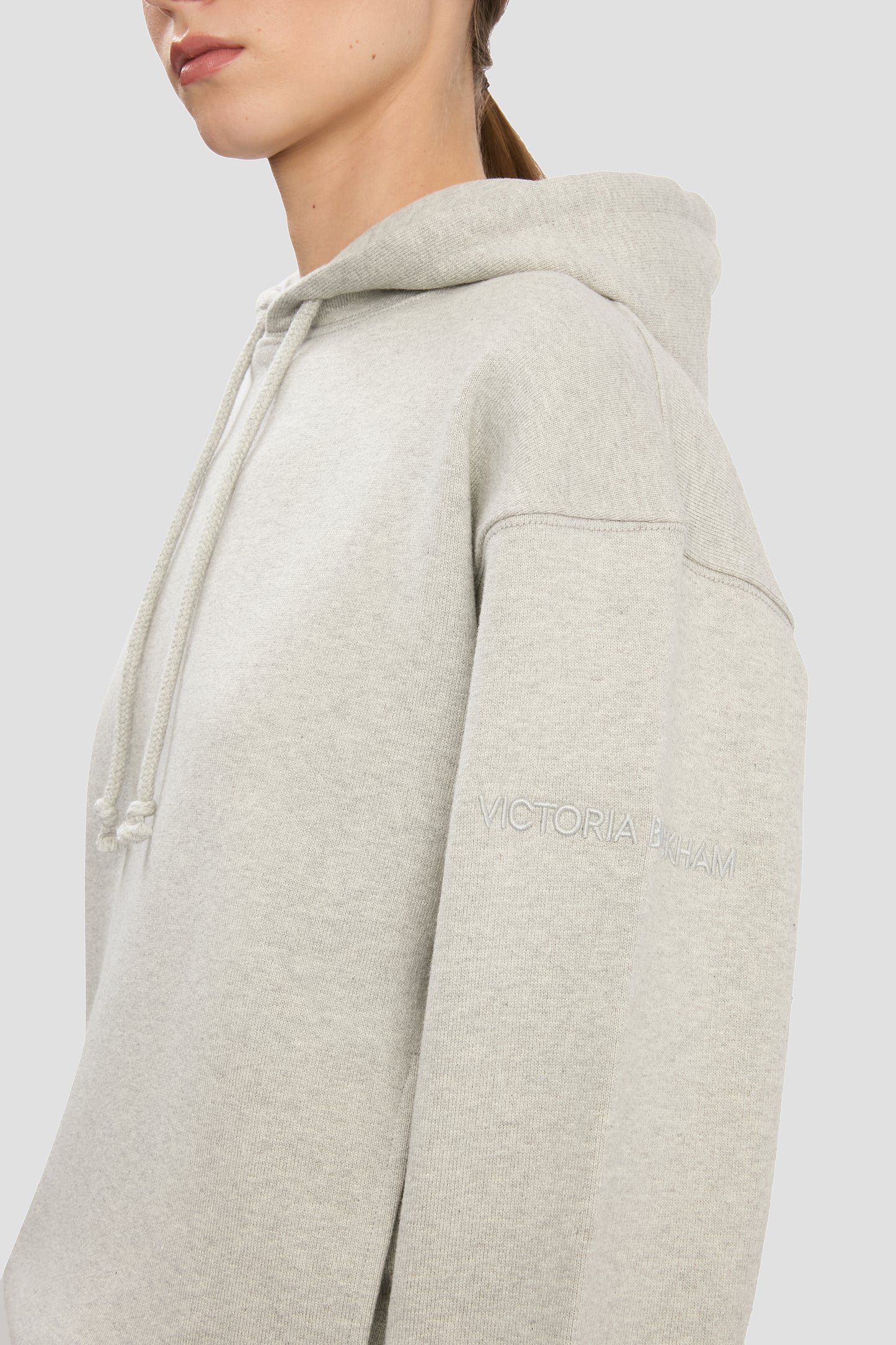 Logo Embroidered Hoodie In Grey Marl