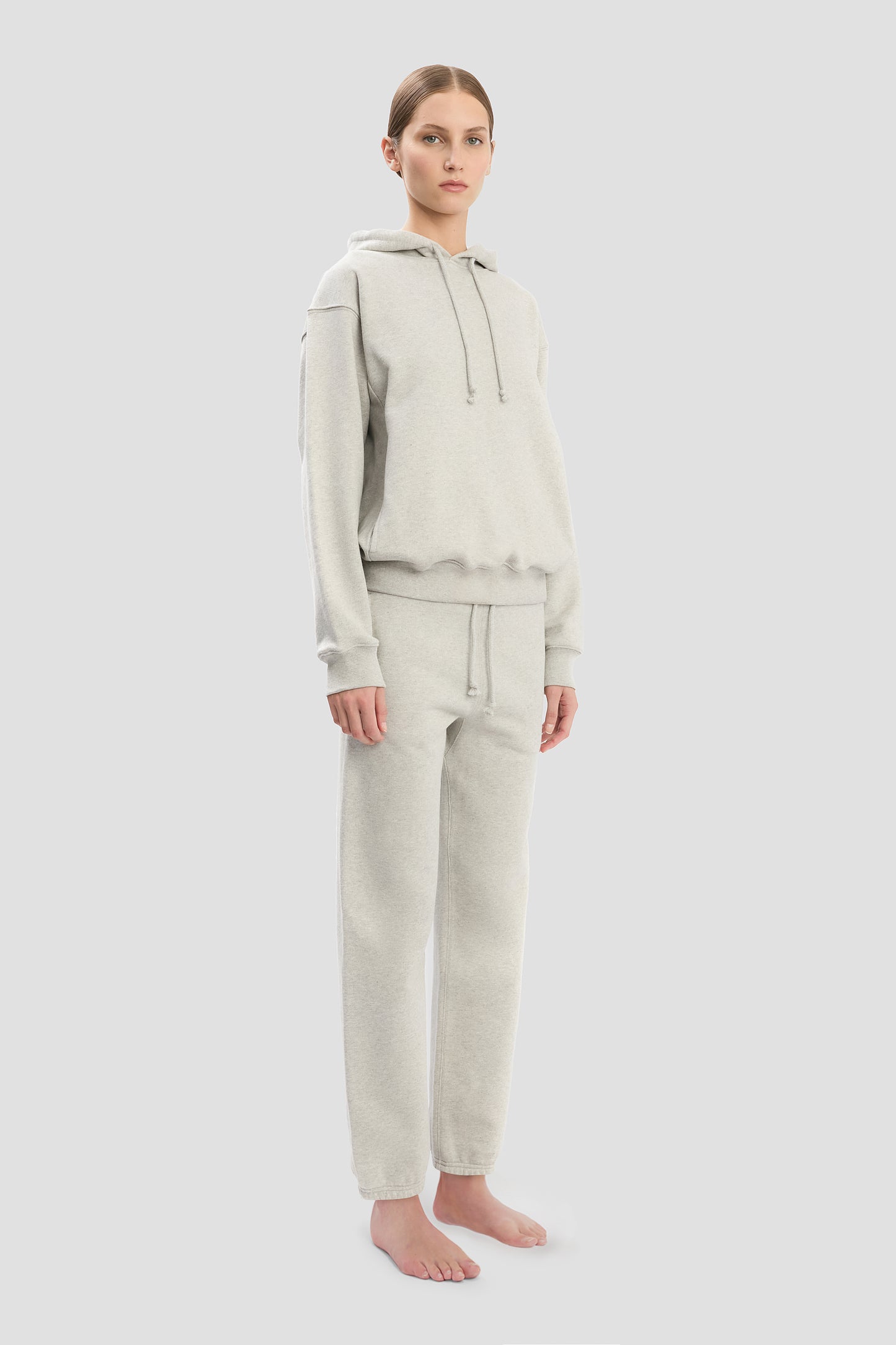 Logo Embroidered Hoodie In Grey Marl