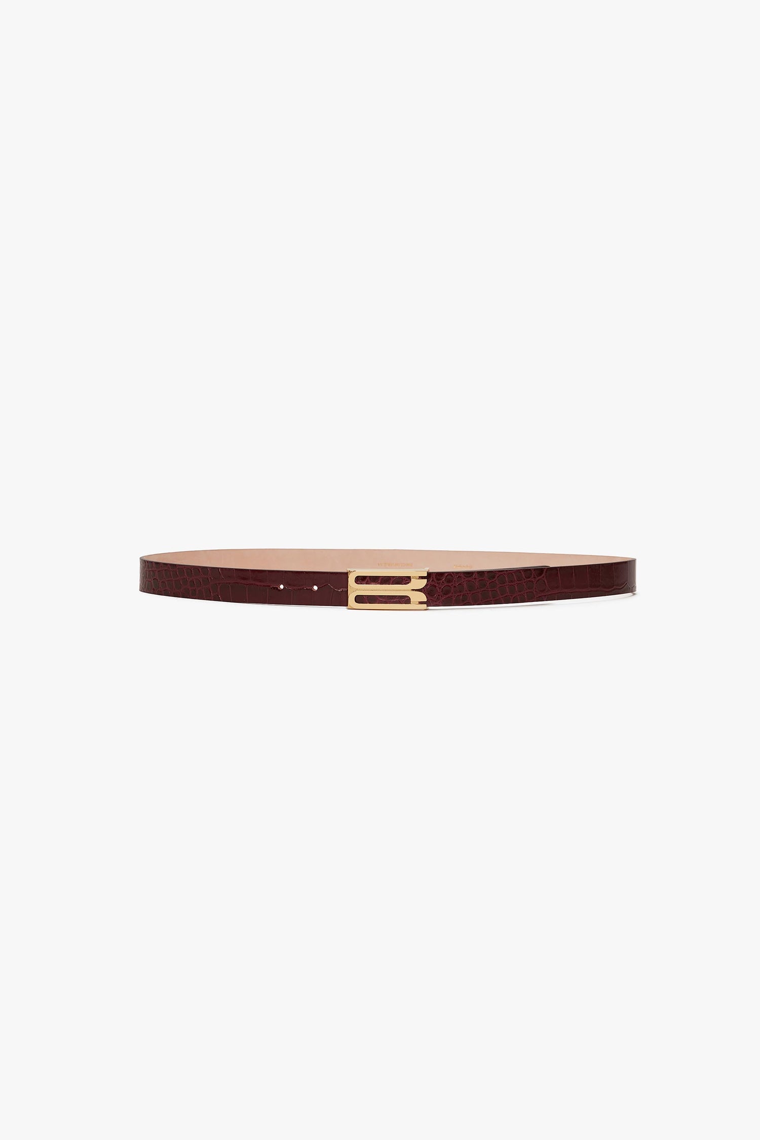 Dorian Belt In Burgundy Croc Embossed Calf Leather