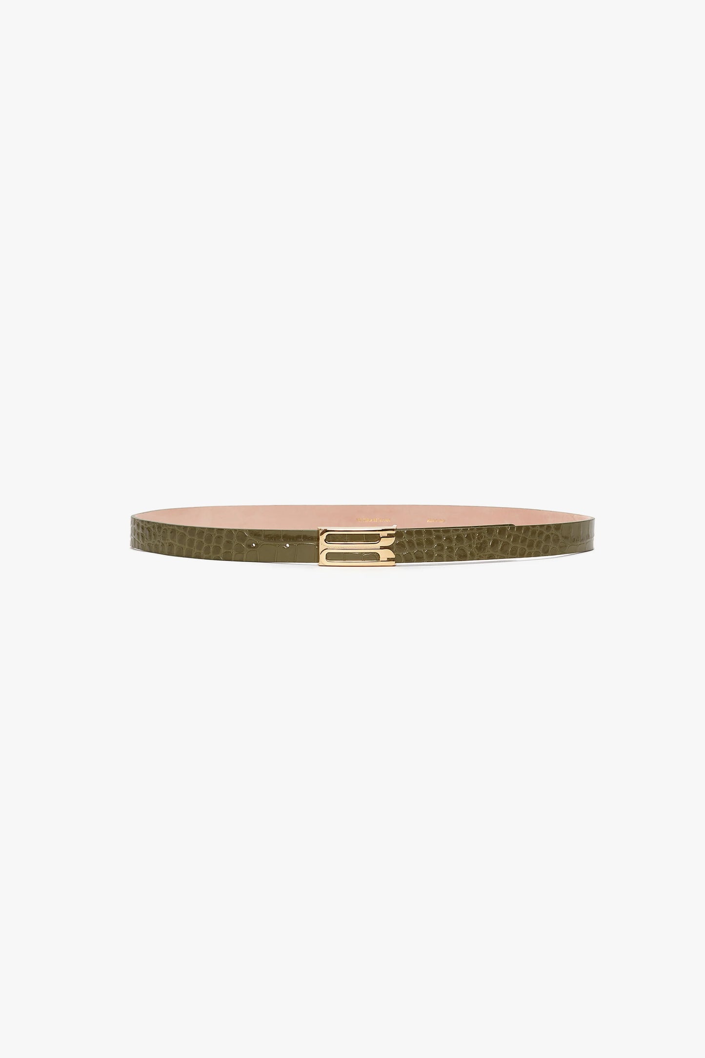 Dorian Belt In Khaki Croc Embossed Calf Leather