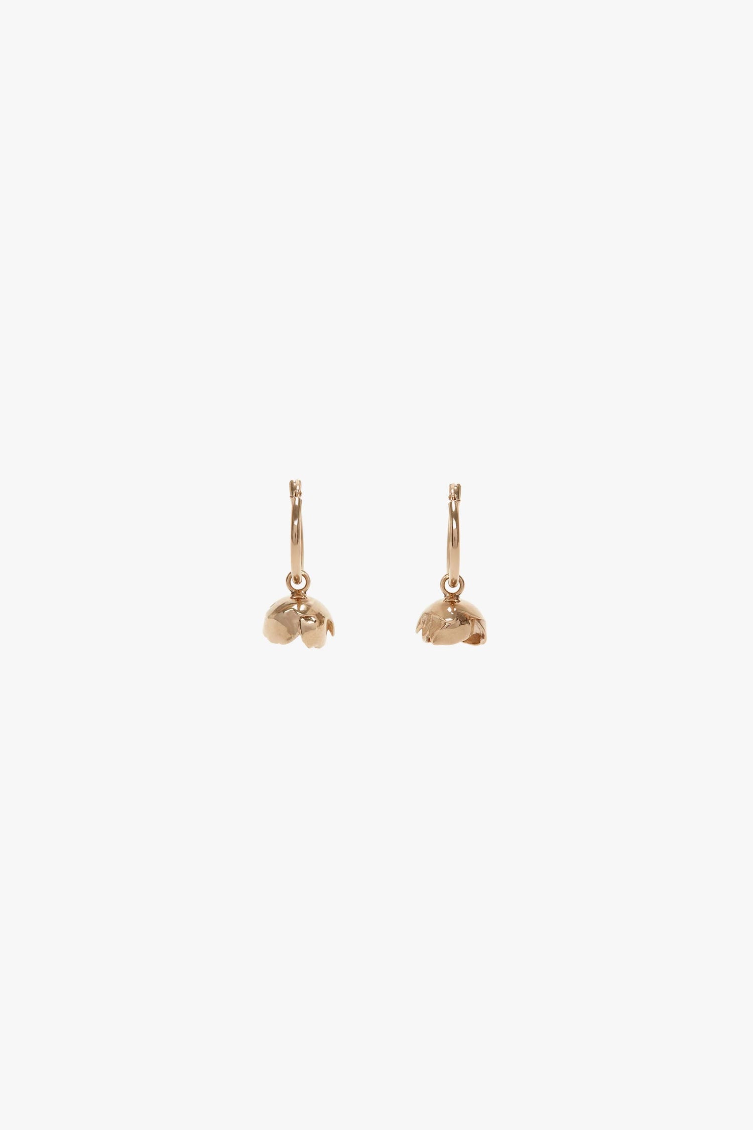 Camellia Flower Hoop Earrings In Gold