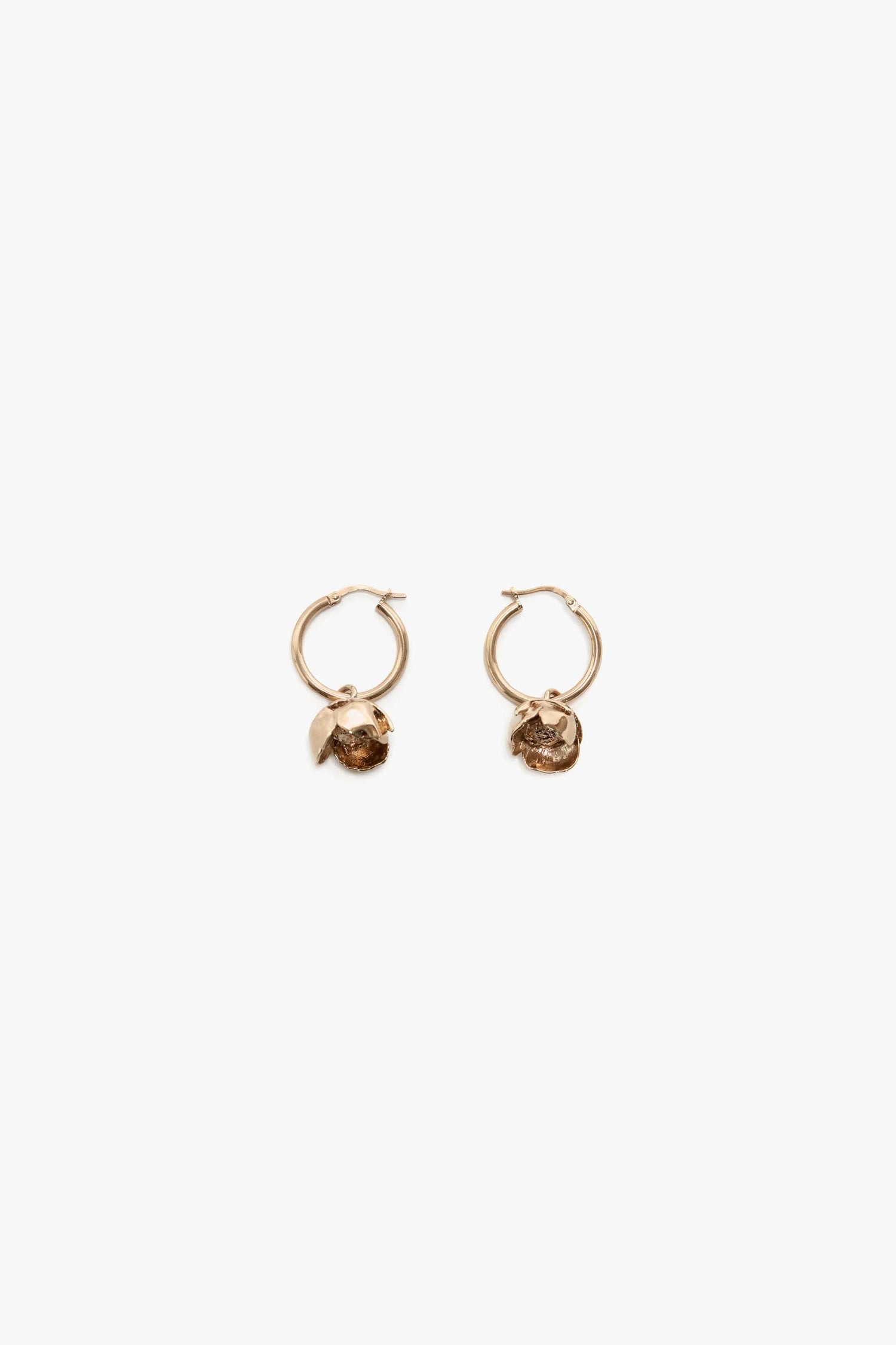 Camellia Flower Hoop Earrings In Gold