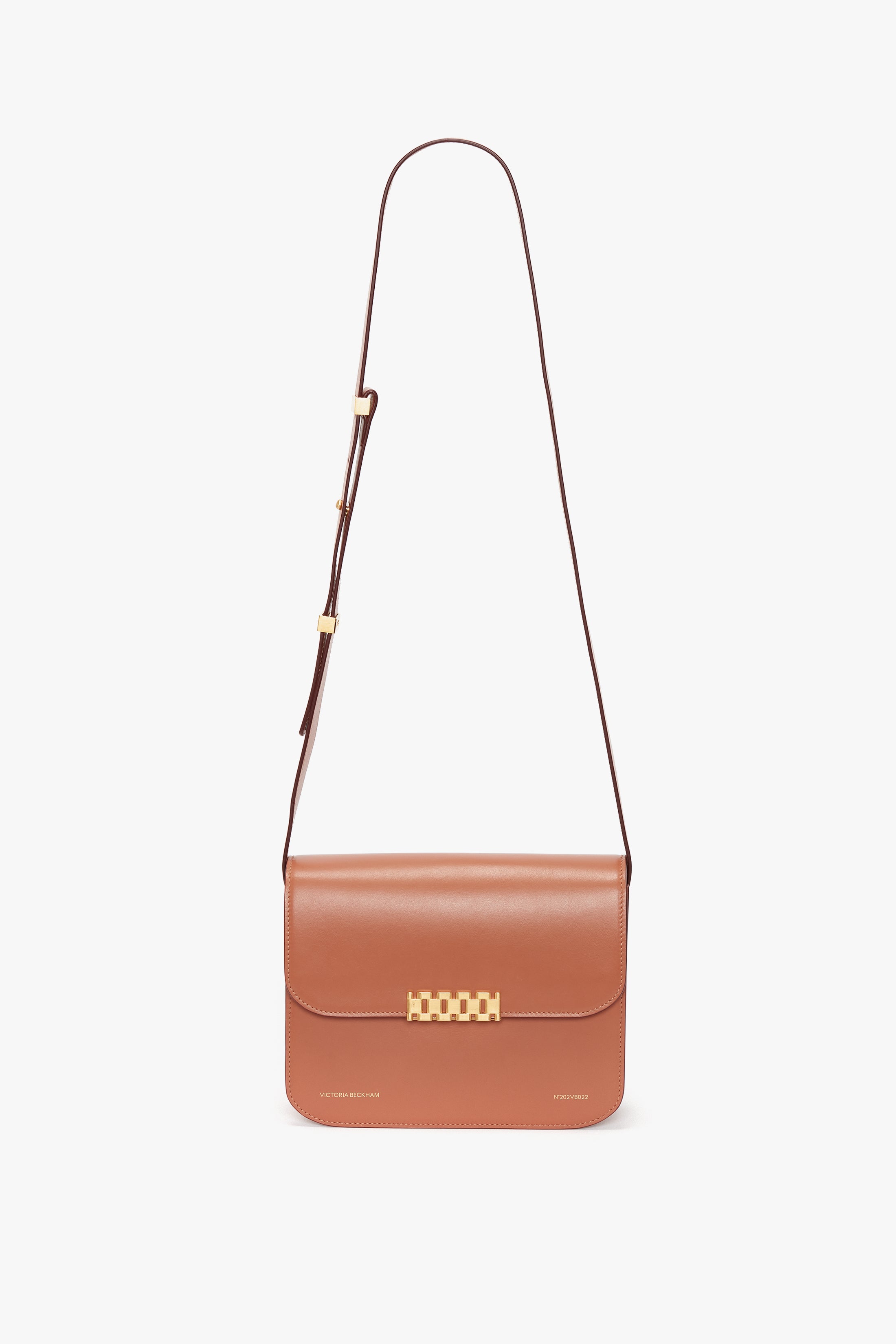 Mini Chain Leather Shoulder Bag in Orange - Victoria Beckham