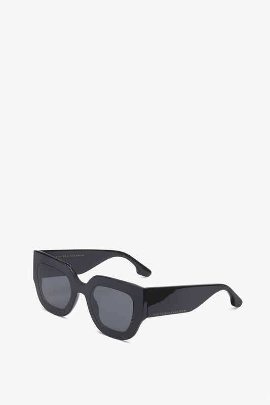 Wide Flat Square Sunglasses in Black