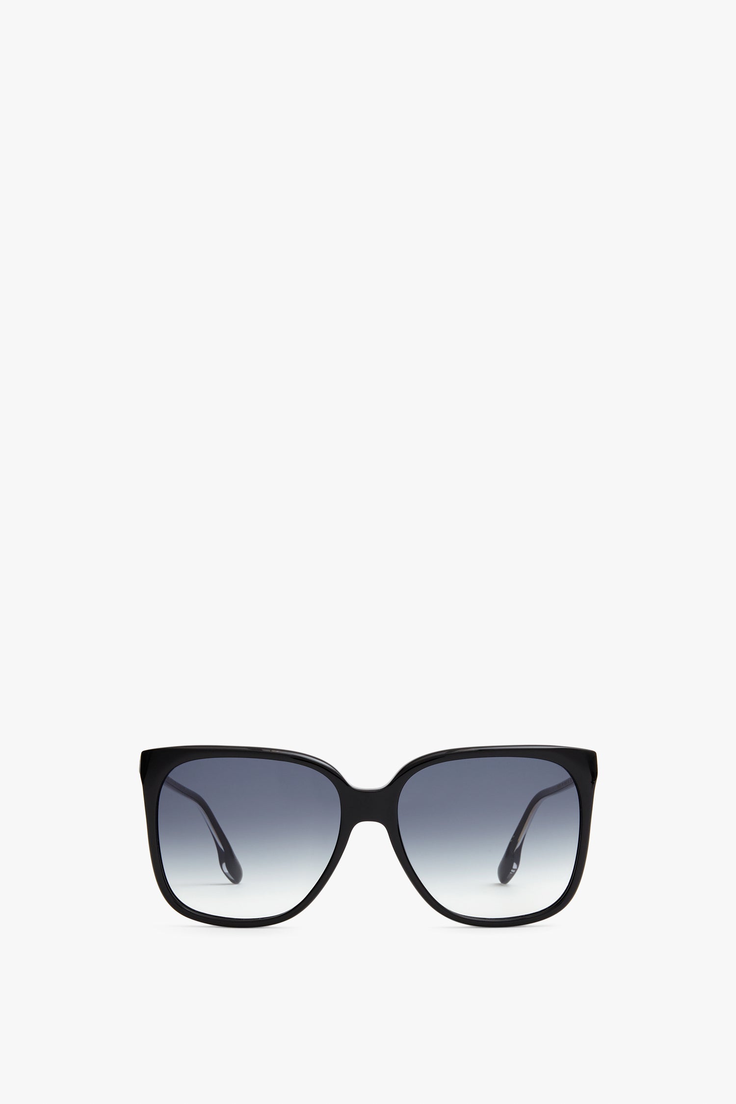 A pair of Soft Square Sunglasses in Black by Victoria Beckham with gradient lenses and acetate temples, providing UV protection, set against a white background.