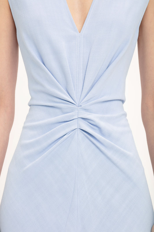 Exclusive Sleeveless Gathered Waist Midi Dress In Frost