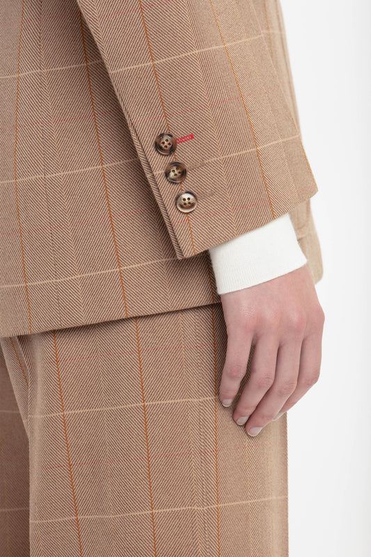 Exclusive Patch Pocket Jacket In Camel-Multi Check