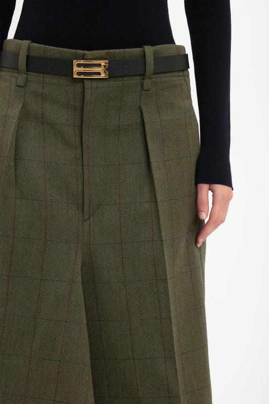 Exclusive Asymmetric Tailored Skirt In Dark Fern Check