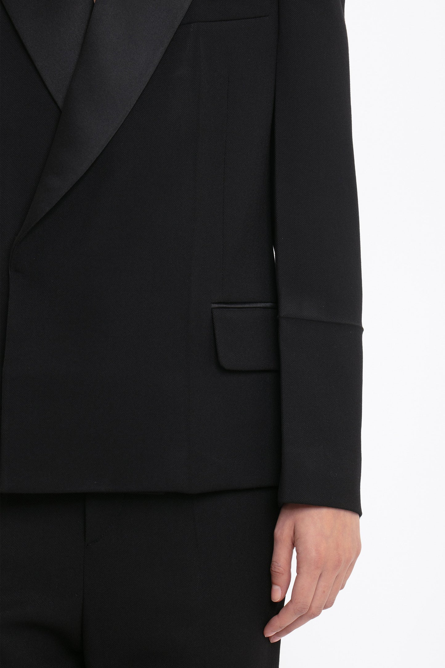 Pointed Shoulder Tux Jacket In Black