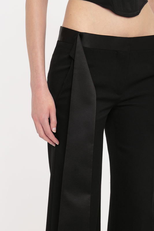 Satin Waistband Trouser In Black