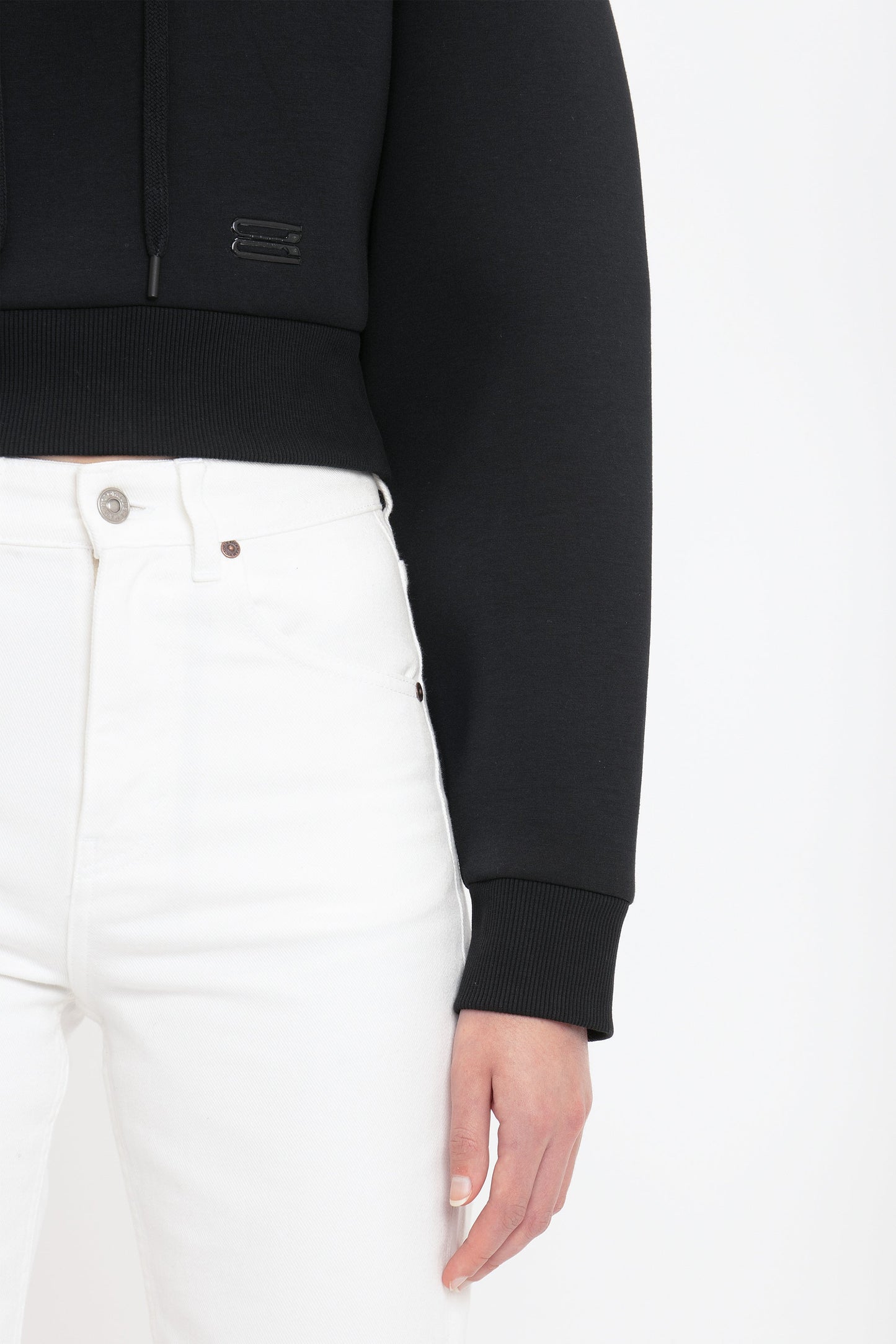 Cropped Structured Hoodie In Black