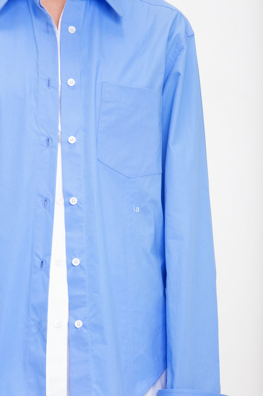 Relaxed Double-Layer Shirt In Oxford Blue